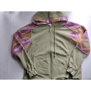 BKE Womens Olive Green Southwestern Print Full Zip Hoodie Sweatshirt Small S